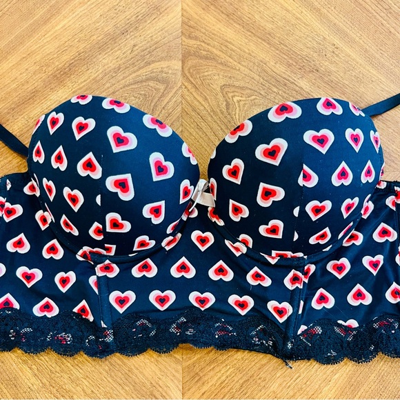 ADORE ME Bra 32C Meissa Balconette Push Up BR-07441-BAL Hearts Pattern - Picture 2 of 7